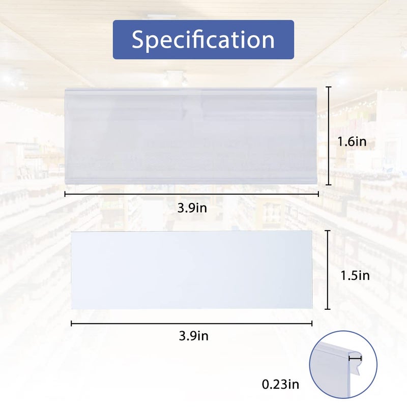 Diteje 20Pcs Plastic Wire Shelf Label Holder Wire Rack Holders Retail Sign Hook Labels Clip On with 20Pcs Label Paper Inserts Label Area 3.94in Lx1.50in H - Image 5